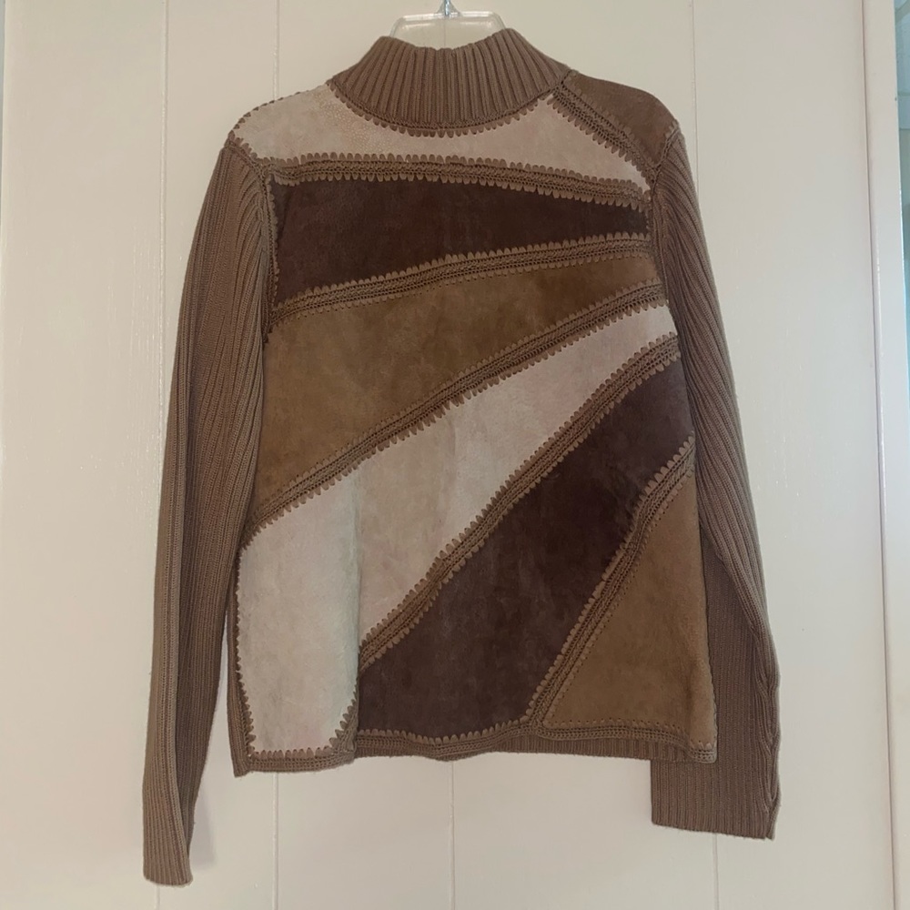 Lisa International Suede Acrylic Cotton Blend Crewneck Sweater size medium